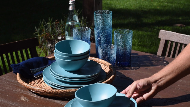Amazon.com | Organic Coupe Wheat Straw Dinnerware Set - Blue - 12